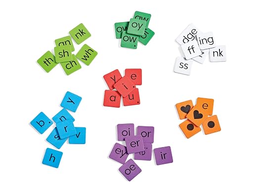 hand2mind Phonics Word-Building Magnetic Tiles, Recognition and Sound Learning for Kindergarten, Phonemic Awareness Manipulatives, Science of Reading Classroom Foam Materials, Set of 6