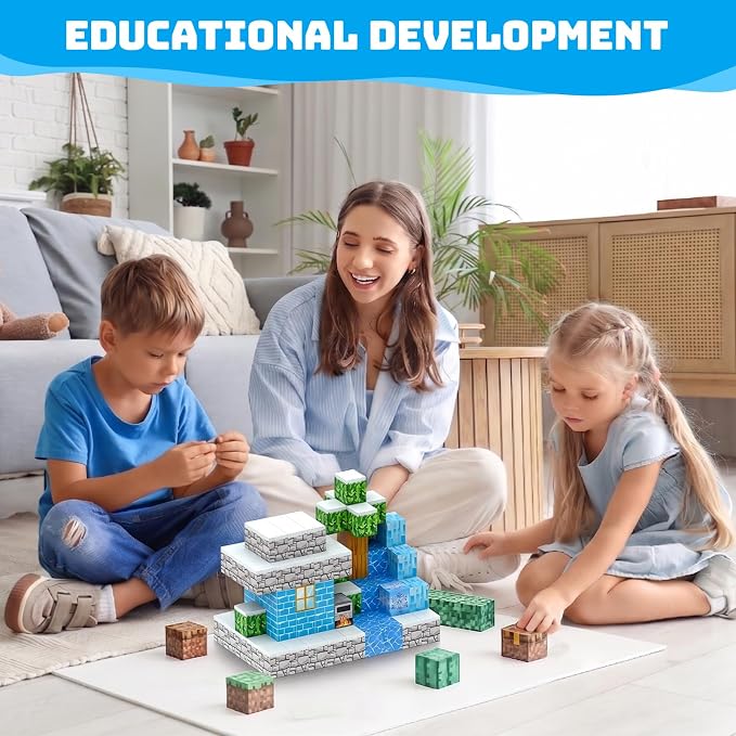 110PCS Magnetic Blocks, Magnetic Building Blocks & Magnetic Cubes for Kids, STEM Educational Construction Toys, Creative Building Toys with Strong Magnetic Connection, Gift for Boys & Girls