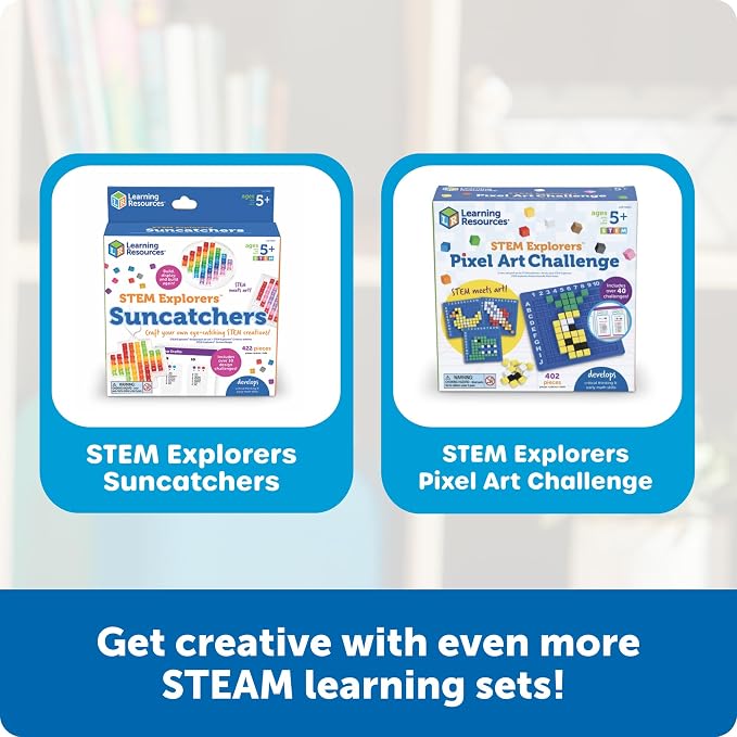 Learning Resources STEM Explorers Pixel Art Pro | STEM Activities for Kids, Math Manipulatives, Educational Kids Toys, Pattern Blocks Art Game, Coding Brain Games