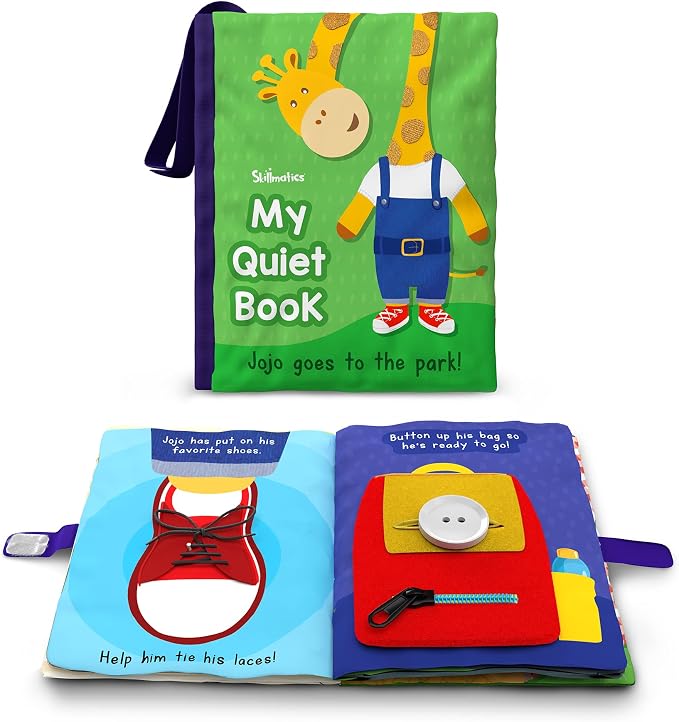 Skillmatics Quiet Book – Sensory Cloth Activity Book for Toddlers | Fine Motor Learning Toys, Gift for Ages 18 Months to 4 Years, Montessori & Travel Toys, Screen-Free Fun