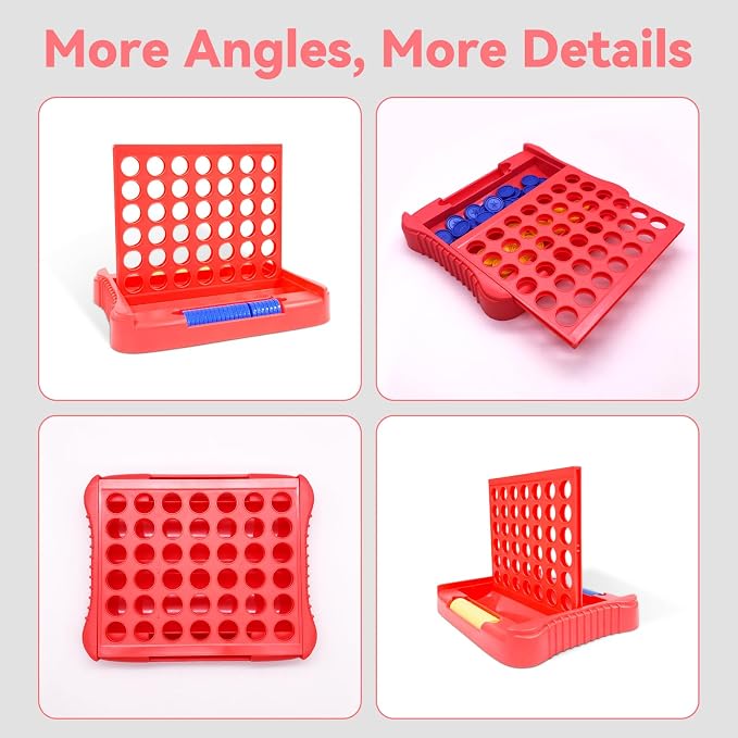 Pup Go 4 in a Row Game, Connect & Win Four in a Row Board Game, Portable 2-Player Strategy Games for Travel, Gift for Girl Age 3 4 5 6 7 8-12, Family Games Foldable Design with 6 Spare Discs Pink | Portable 2-Player Strategy Game for Road Trip, Gift fo...