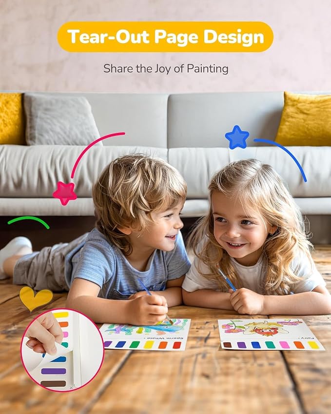 TECJOE 3 Pack Paint with Water Coloring Books for Toddlers, Mess Free Watercolor Painting Set with 6 Brushes, Travel Art Craft Toys Birthday Gifts for Kids Ages 3-8, Princess, Dinosaur & Forest | Thick Watercolor Paper With 6 Brushes, Mess Free Travel ...