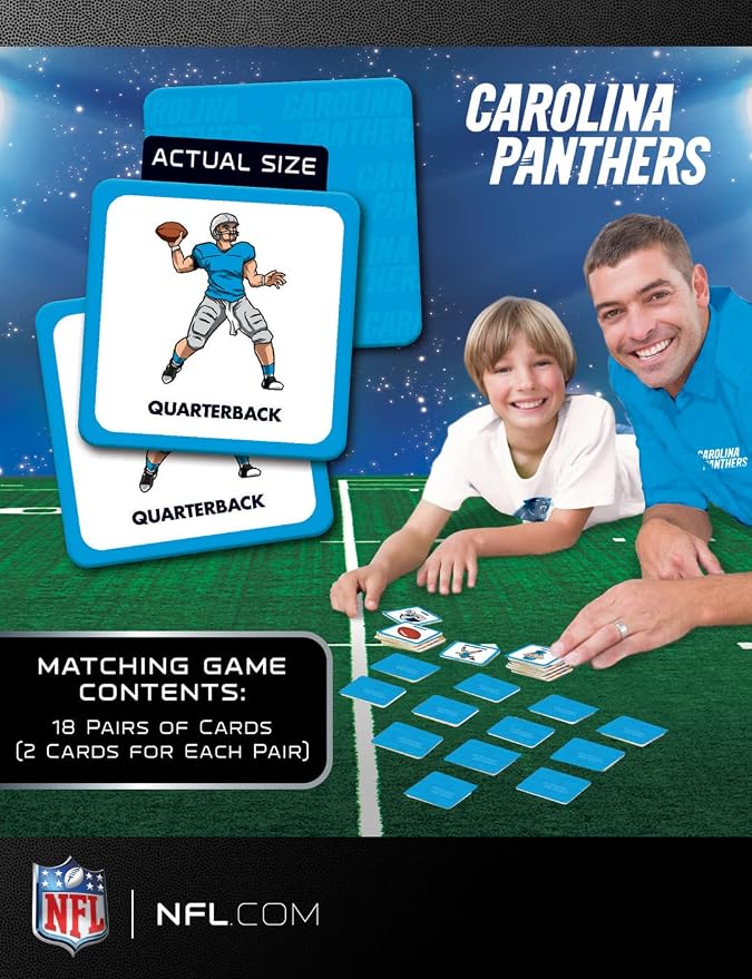 MasterPieces Sports Games - Carolina Panthers NFL Matching Game - Game for Kids and Family - Laugh and Learn
