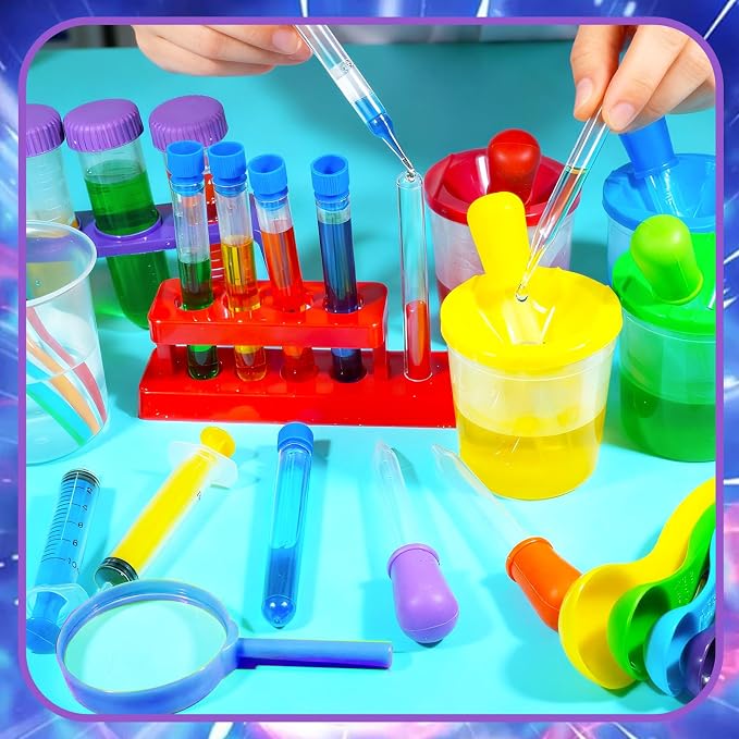 Bbiamsleep 37PCS Science Kits for Kids, Beakers and Test Tubes Experiments | Color Science Experiment Educational Toys Christmas Gift, Plastic Beakers Test Tubes Pipettes Droppers for Kids Ages 3+