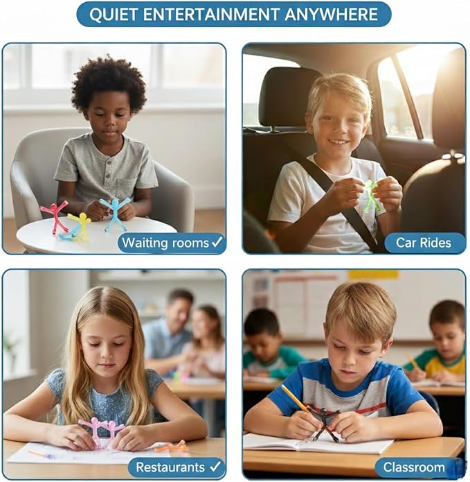 MAGMEN Magnetic People Figures, 10 Pc Magnet Men Kids Airplane Travel Toys | 3 in. poseable fidget figures, opaque colors, magnets securely embedded. Quiet car, desk and road trip play. With metal tin.