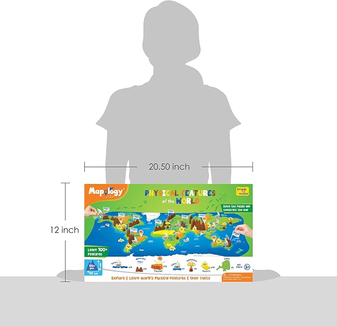 Imagimake Mapology Physical Features of World, Geography Game for Kids 8+ | Educational 3D Jigsaw Puzzle, Learn Mountains, Rivers & Volcanoes, Back to School Gift for Kids Ages 8,9,10,11,12 Years Old