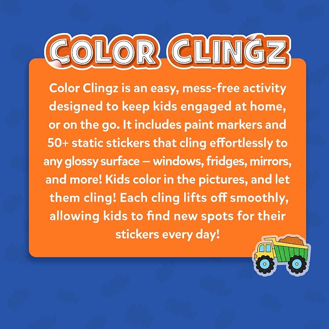 Skillmatics Color Clingz – Cars, Sports, Dinos & More, Reusable Stickers | 50+ DIY Stickers, Travel Toys, Mess-Free, Window Art & Craft Kit, Gifts for Toddlers, Girls & Boys Ages 3, 4, 5, 6, 7