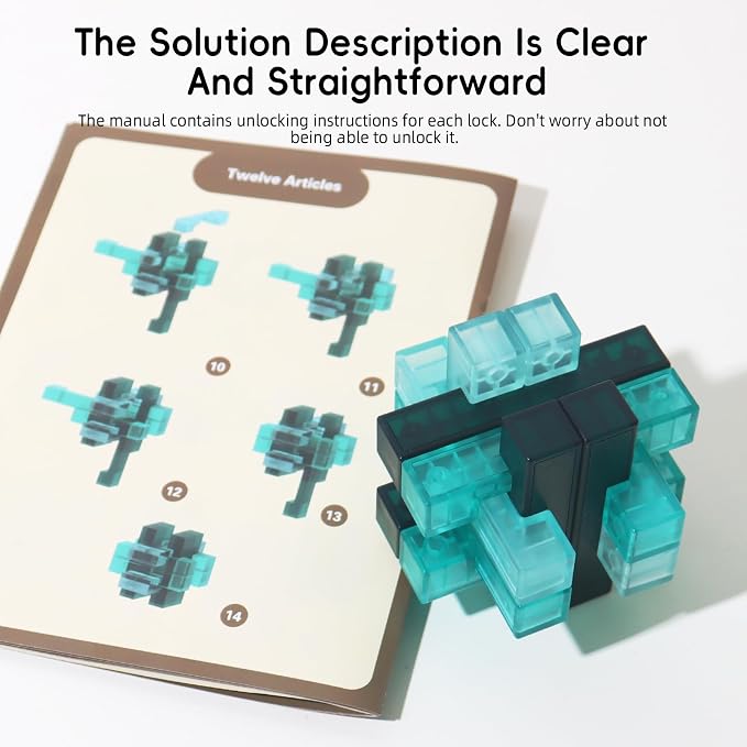 6 PCS Colorful Translucent ABS Luban Lock Set, Brain Teaser Puzzles for Kids Teens Adults, Interlocking Disentanglement Mind Puzzles, Montessori STEM Educational Toys, Mini Desk Puzzle Game