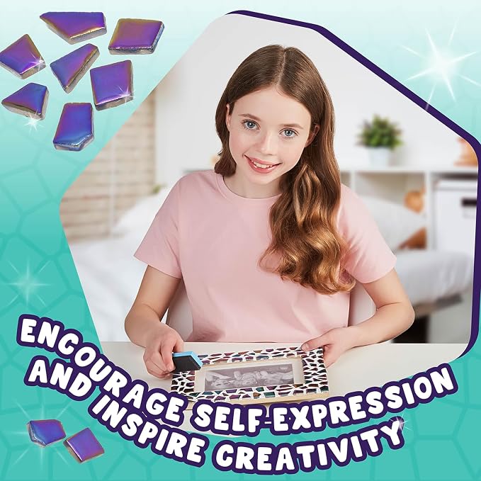 Decorate Your Own Mosaic Picture Frame Craft Kit for Girls Ages 8-12 | Mosaic Tiles, Arts & Crafts for Girls Ages 6-8, Birthday Gift, Creative Learning, Family At Home Activity