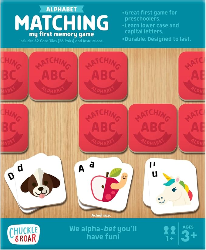 Chuckle & Roar Alphabet Matching Memory Game, Toddler Games, Kids Ages 3+ | Uppercase & Lowercase Letter Match, Up to 4 Players, Travel Toy for Toddlers 3-5, Screen-Free Preschool Game, Learning Game