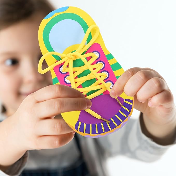 NUOBESTY Shoelace Threading Toys 5 Sets Lacing Toys for Kids Learn to Tie Shoelaces Practice Kit Early Childhood Education Material 7.08 X 3.93 in