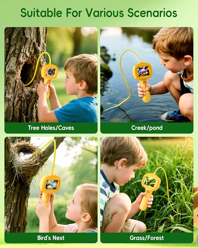 Borescope Snake Camera with Light for Kids, Outdoor Educational STEM Toys, Science Gifts for 5 Year Old Boy, Camping Nature Activities, Best Birthday Gift for Boys, Girls Ages 4,5,6,7,8,9,10(Orange)