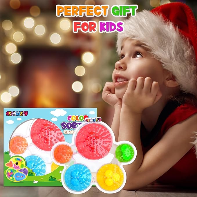 Color Sorting Sensory Toys for Kids with Autism Toddler Toys for Airplane Travel Road Trip Preschool Montessori Toys Fine Motor Skills Palm Easter Basket Stuffers Gifts for Kids Boys Girls
