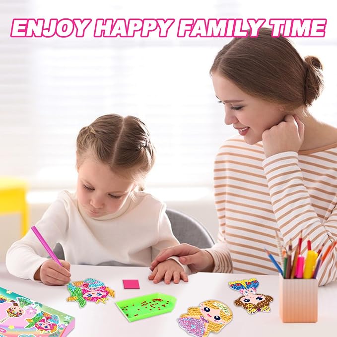 Labeol Arts and Crafts for Kids - Creat Your Own GEM Keychains-5D Diamond Painting by Numbers GEM Kits for Kids Girls Toddler Age 6-7 6-8 10-12