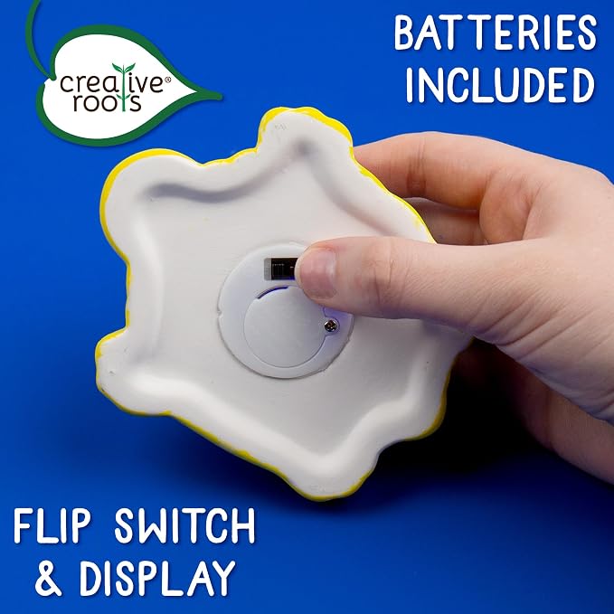 Creative Roots Mini Light Up Turtle Stepping Stone with Color-Changing LED, Acrylic Paints, and Paintbrush - Ceramic Craft Kit for Kids