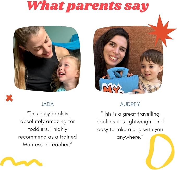 BAVY Quiet Book, Toddler Travel Activity Book, All Parts Attached, Ages 2-4 | Montessori board book, quiet book, car and plane, 10 activities, travel toy for toddlers 2 3 4, birthday gift idea