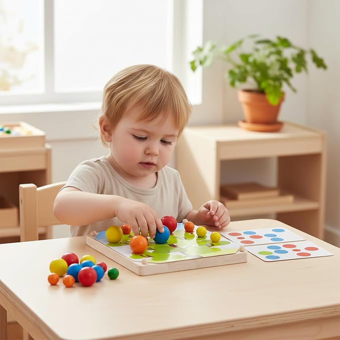 PlanToys® Creative Peg Board Wooden Toy for Kids Ages 3+ Montessori Set | pegs, holes, pattern blocks, colorful pieces, girls, boys, imaginative fine motor hand-eye coordination gift preschool set