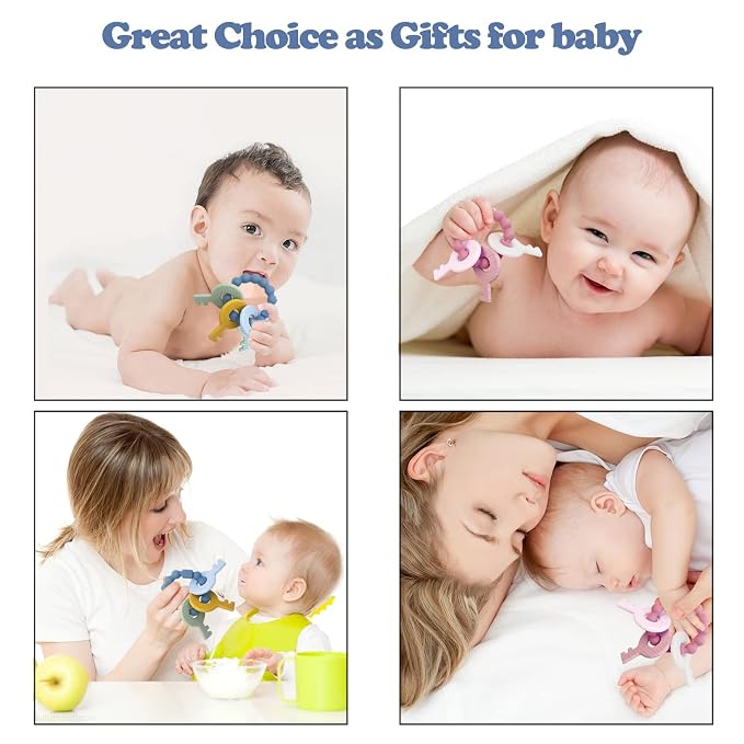 YAPROMO Baby Keys Teether Toys, Silicone Teething Toys for 3-18 Months Infants & Toddlers, Teething Keys for Baby Boys, BPA Free