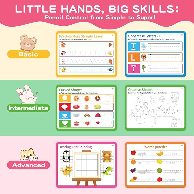 Preschool Learning Activities, Tracing Books for Kids Ages 3-5, Toddler Handwriting Practice Busy Book, ABC Alphabet Letter Number Tracing, Pre-K Kindergarten Workbook Activity Book for 3 4 5 Year Old