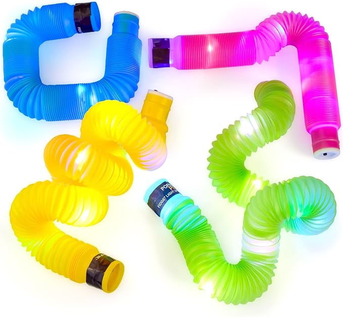 nutty toys Light Up Sensory Toys - Large Pop Tubes - Glow Sticks - Creative STEM Learning for Kids & Toddlers - Top ADHD Autism Fidget 2026, Best Boy & Girl Christmas Stocking Stuffers Gifts Idea