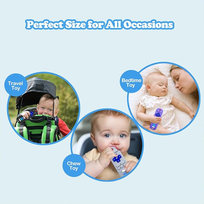 ROBBEAR 1 Pack Baby Teething Toys, Food Grade Silicone Teethers for Babies 3-6 Month, 6-18 Months, TV Remote Control Shaped Teething Toy, Chew Toys for Boys and Girls Teether Toys, Freezer BPA Free