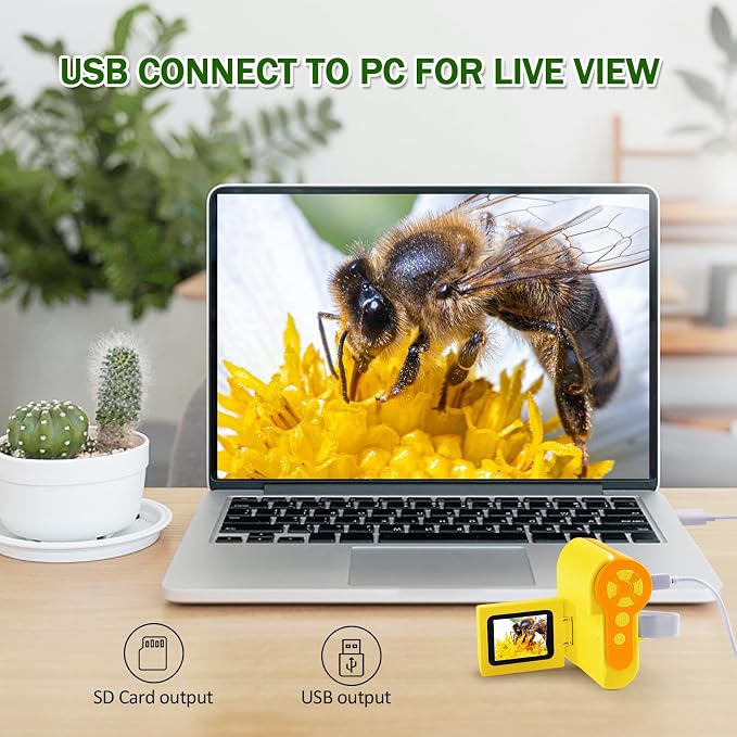 1000X Microscope for Kids 8-12, 4K HD Screen with 6 LED Lights, Portable Microscope for Outdoor STEM Learning, Rechargeable Science Kit, Birthday Easter Gifts for Kids