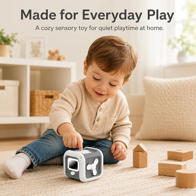 Montessori Toys for 1 Year Old Boy Girl - Busy Board with Light - Travel Sensory Toys for Toddlers 1-3 - Birthday Gifts Christmas Stocking Stuffers - Baby Toys 12-18 Months (Grey)