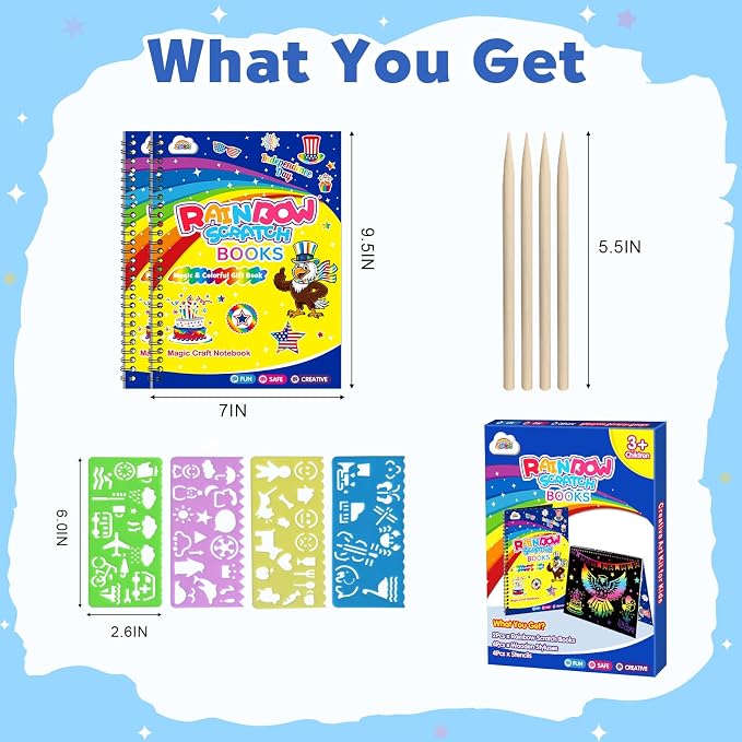 ZMLM Scratch Paper Art-Crafts Gift: 2 Pack Rainbow Notebooks Supplies Toys | Art Crafts for 3 4 5 6 7 8 9 10 11 12 Years Old Girls and Boys Kids Birthday Christmas Party Travel Games Activities