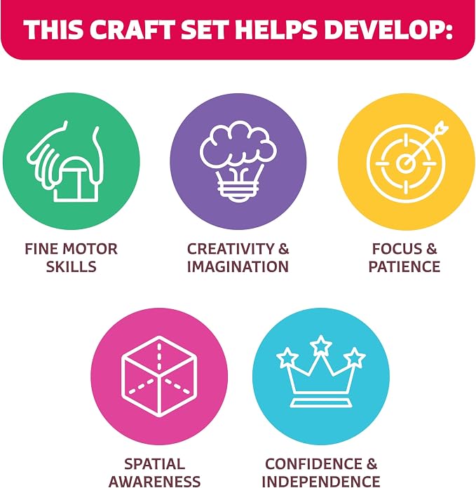 Poke-In Craft Flower Crowns, Poke Art for Kids Ages 4-8, Punch Tufting Kit | 15 foam flowers, 1000+ 3d fabric squares, non-messy beginner kit for girls, preschool learning activity, spring easter gift