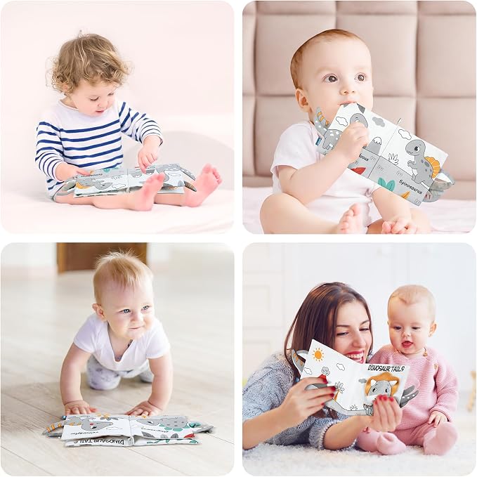 HOTUT Soft Baby Books Toys, Newborn Crinkle Book, 3D Baby Crinkle Book, Baby Books Toys for Toddlers&Kids, Soft Baby Books Touch and Feel Crinkle for 0-6 Months Boys&Girls Gifts(Dinosaur)