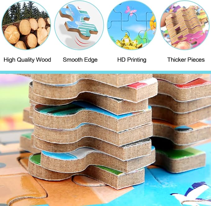 MZZOTOY Puzzles for Kids Ages 4-8, 60 Pieces Puzzles for Kids Ages 3-5 in a Metal Box Girls and Boys Learning Educational Jigsaw Puzzle Toys Gifts