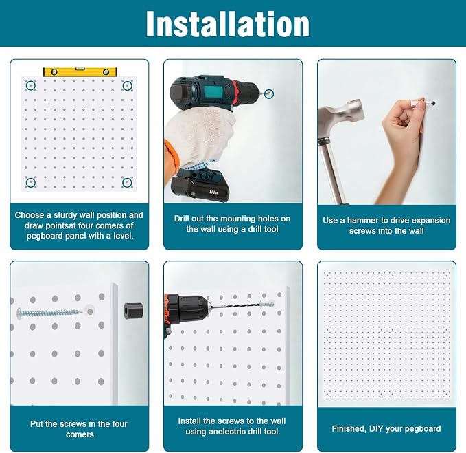 Peg Board Kit, Includes Pegboard and Accessories,with Hooks and Bins,Peg Board Wall Organizer for Office,Ornaments Display,Crafts Organization (66, White)