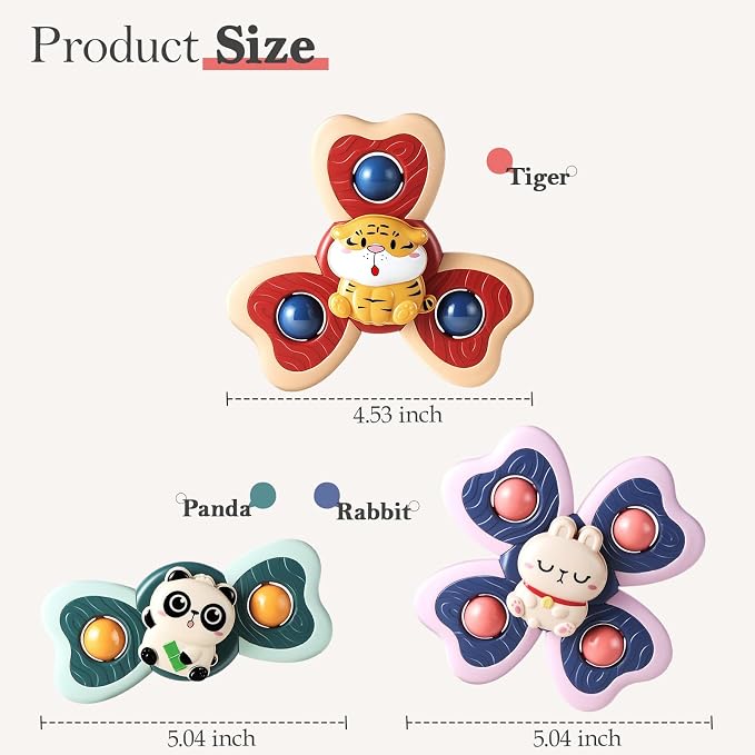 Suction Cup Spinner Airplane Travel Toys for 1 Year Old Boy Girl | Spinning Top 12 18 Months,1 2 Year Old Boy Birthday Gift,Baby Bath Toy for Kids Ages 1-3,Sensory Toy for Infant Toddlers