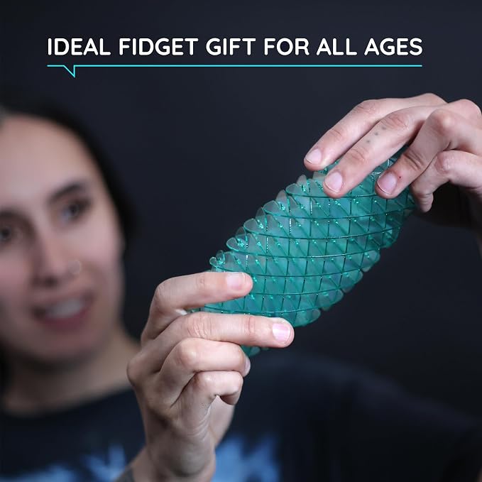 Morf Worm 3D Sensory Figgy Fidget Toy, Cyan, Small | Quiet Fidget Toy: Sensory Figgy toy for focus and stress relief; satisfying tactile play for classrooms, desks, and travel
