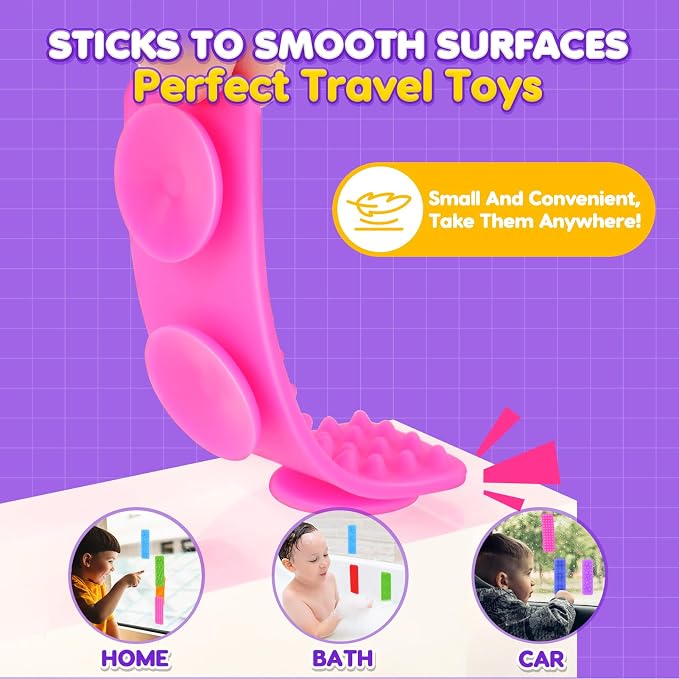 Sensory Fidget Toys Kids Adults: 24 Pack Textured Suction Toys for Autism | Sensory Stickers for Stress Relief - Fidget Strip for Classroom Office - Special Education Classroom Prizes Must Haves