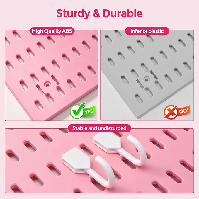 Pink Peg Board, 24"x36" Pegboard Wall Organizer, Includes 6PCS Pink Peg Boards and Accessories, Plastic Peg Board Panels for Craft Room, Office, Kitchen, Gaming Room