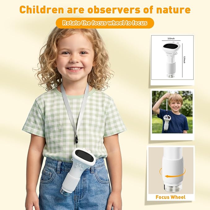 4K 1000X Digital Microscope for Kids with 2.0" IPS Screen(White) | Portable Handheld Toys, 200-1000X Magnification for Kids Age 3-12, STEM Educational Toy Birthday Gifts for Girls Boys