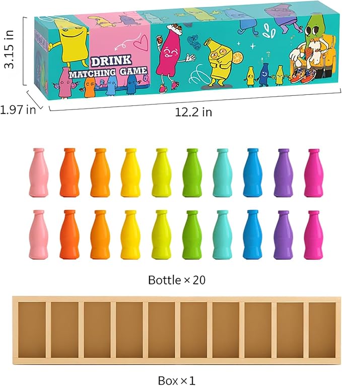 Color Stack Challenge Game, Bottle Color Match Game for 2-4 Players | Family Board Game for Kids Ages 8-12 and Adults, Portable Tabletop Activity for Travel, Camping, Holidays and Parties