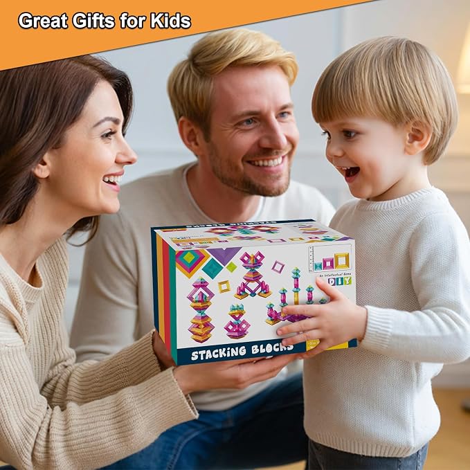 Building Blocks 48 PCS Stacking Toys for Kids 3 4 5 6 Years Old | Preschool Learning Activities for Toddlers 3-4 Years, STEM Educational Learning Toys Gifts for Boys Girls