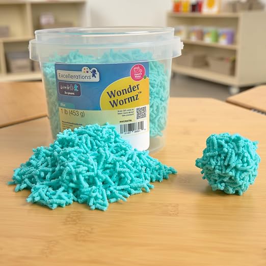 Excellerations Wonder Wormz Sensory Tub, 1 lb Blue Wiggle Sensory Material | 0
