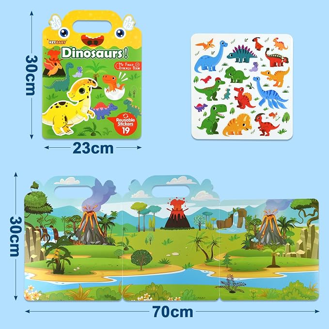 ASTARON 3 Pack Reusable Sticker Books for Toddlers,Educational Sensory Toy | Reusable Sticker,Waterproof Jelly Stickers, Portable Travel Toys,Educational Sensory Learning Toy,Gift for Boy Girl
