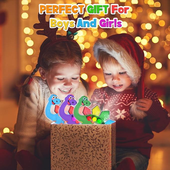 3Pcs Dinosaur Color Sorting Sensory Toys for Kids with Autism Toddler Toys for Airplane Travel Road Trip Montessori Toys Fine Motor Skills B Easter Basket Stuffers Gifts for Kids Boys Girls