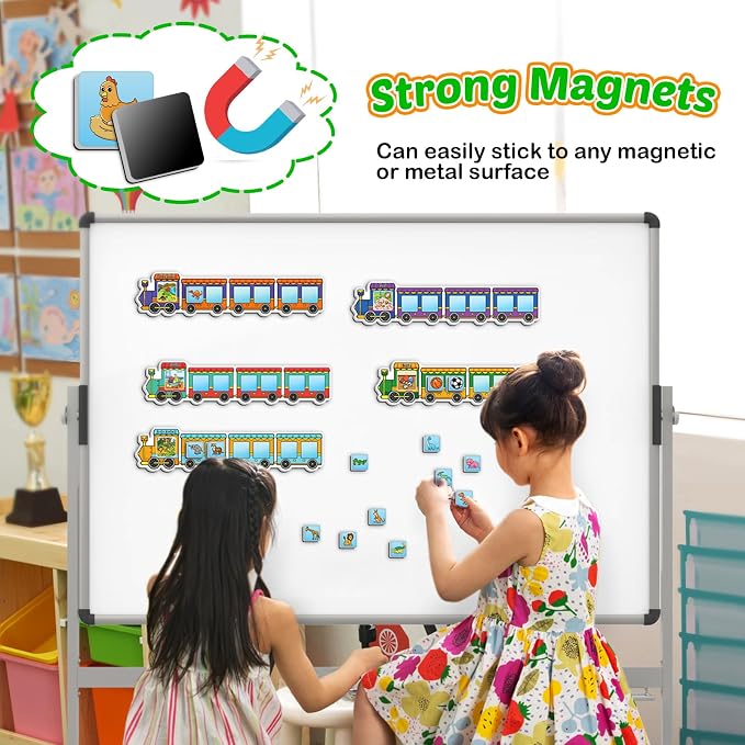 Quilinz Magnetic Sorting Toys,Animal&Vegetable&Fruit&Food&Ball Fridge Magnets for Kids,Recognition Games,Toddler Magnets for Refrigerator Whiteboard,Matching Game,Preschool Learning Activity