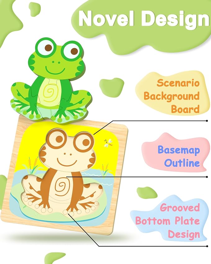 Benresive Wooden Toddler Puzzles, Montessori Toddler Toys for 1 2 Year Old | 6 Pcs Puzzles, 1 2 3 Year Old Girl Boy Great Gifts, Learning Educational Preschool Bolck Toys for 1 2 3 Year Old