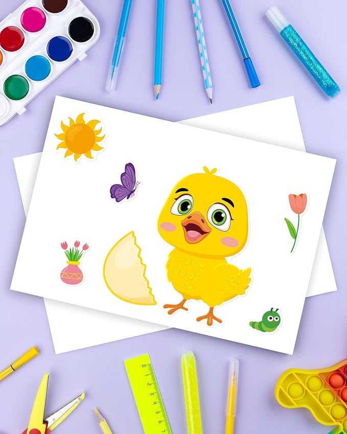 Aowplc Spring Make-a-Face Stickers for Kids 48 Sheets Mix 'n Match Cute Spring Crafts & Party Favors