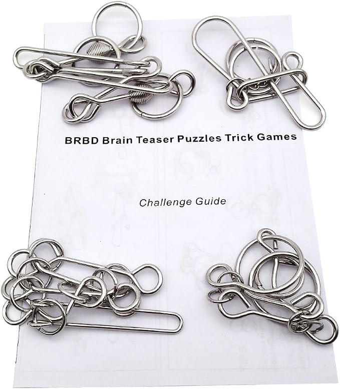 4Pcs Advanced Metal Puzzles Difficult Brain Teasers for Kids Adults | More Difficult Than Standard Kits,Good Construction No Sharp Edge Guide Included Nice Gift Option