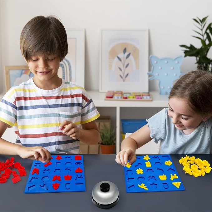 Shape Matching Board Game for Kids 5+ Sorting Shapes and Pieces Puzzle Toy Solo or 2-Player Duel Mode Preschool Games Gifts for Classroom Birthday Back to School Halloween Thanksgiving Christmas