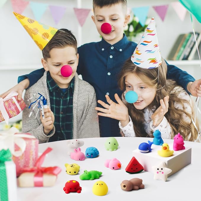 JOYIN Mochi Squishy Toy Set, 200 Pack Mini Squishy Mochi, Party Favors for Kids, Kawaii Stress Relief Toys, Basket Stuffers, Goodie Bags Fillers, Birthday Gifts, Classroom Prizes