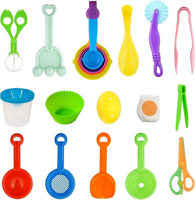 Hiawbon 20 PCS Sensory Bin Tools Sensory Bin Toys for 2+ Years Old | Sensory Sand Tools Set, Sensory Bin Filler, Fine Motor Toys Handy Scooper Set, Sensory Bin Accessories Tool