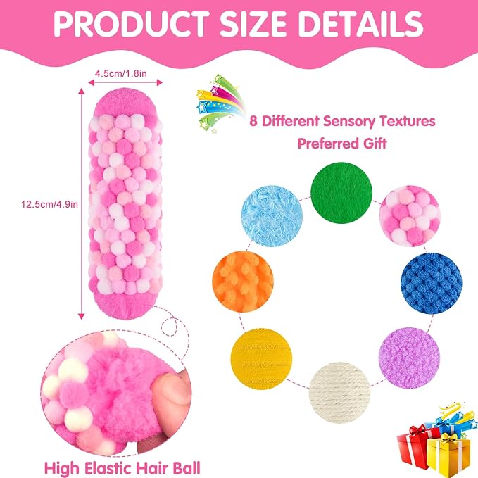 8 PCS Sensory Toys Assorted Textured Exercise Sensory Bar Toys for Kids Baby Classroom Preschoolers Kindergarten Autism Educational